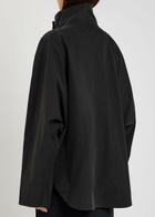 Toteme Funnel-neck Cotton-blend Poplin Jacket Black
