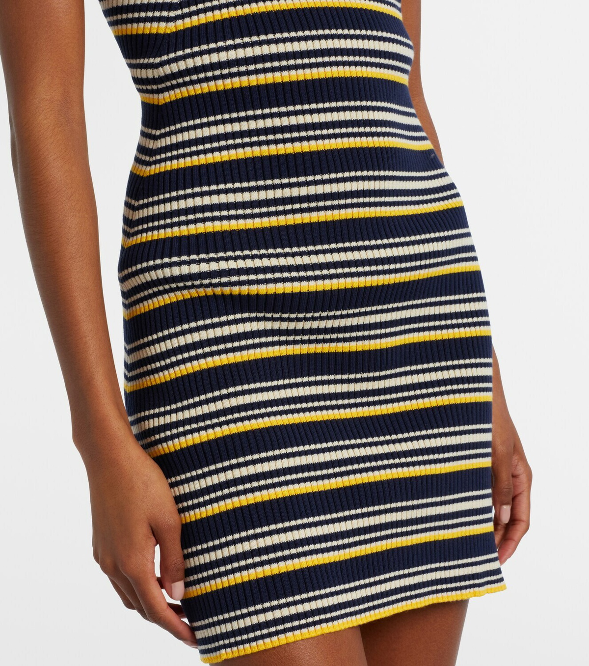 Miu Miu Striped open-back cotton-blend minidress