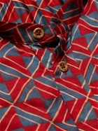 SMR Days - Tulum Grandad-Collar Printed Cotton and Modal-Blend Twill Shirt - Red