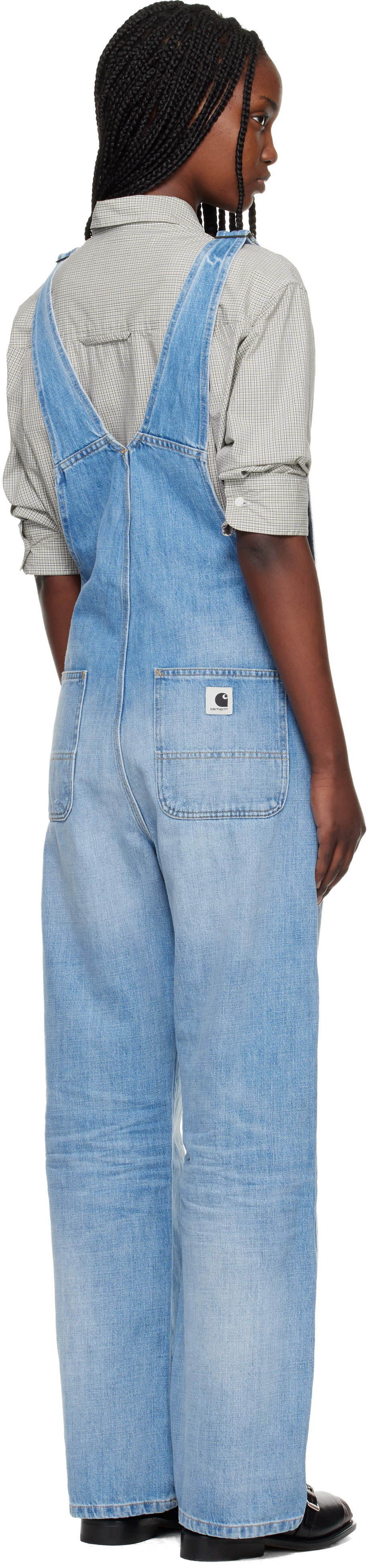 Carhartt Work In Progress Blue Bib Straight Denim Overalls