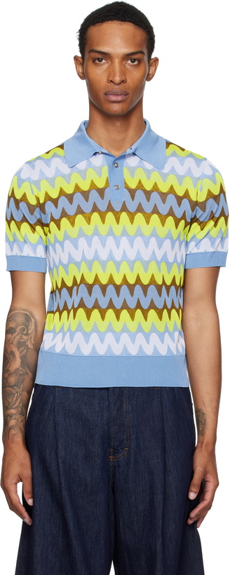 Photo: Versace Multicolor Wave Knit Polo