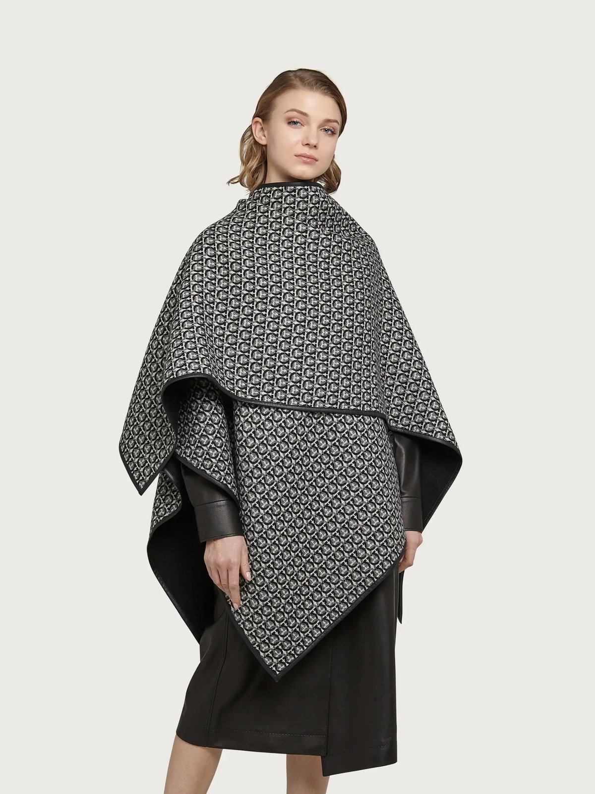 Ferragamo Womens Gancini cape in Black