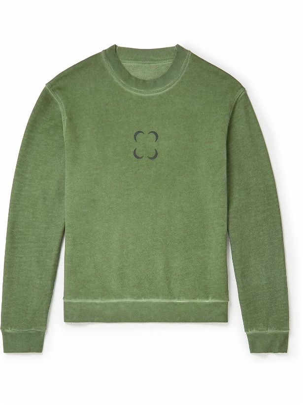 Photo: SAIF UD DEEN - Cold-Dyed Logo-Print Cotton-Jersey Sweatshirt - Green