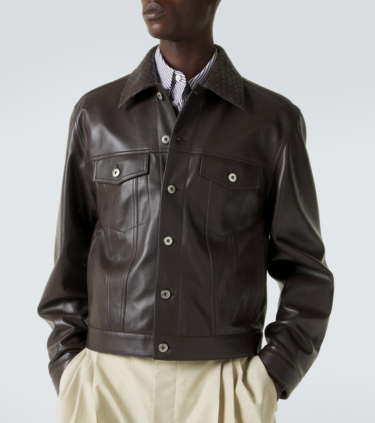 Bottega Veneta Intrecciato leather jacket