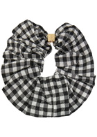 Ganni Checked Crinkled Taffeta Scrunchie - Black - One Size