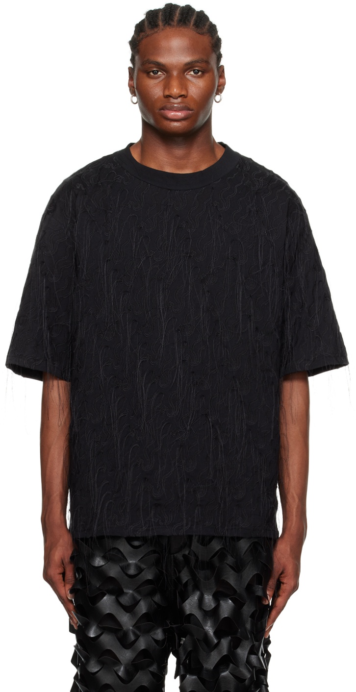 Photo: LU'U DAN Black Embroidered T-Shirt