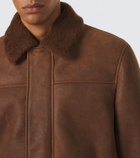 Canali Shearling-trimmed leather jacket