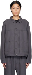 JieDa Gray Press-Stud Jacket