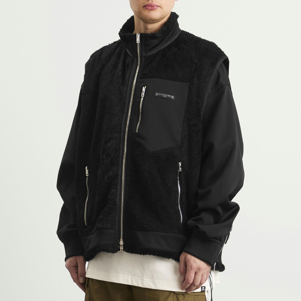 MASTERMIND WORLD Men's Layered Sherpa Jacket in Black