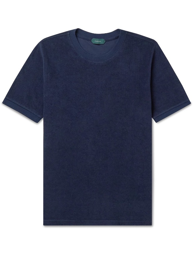 Photo: Incotex - Garment-Dyed Cotton-Terry T-Shirt - Blue