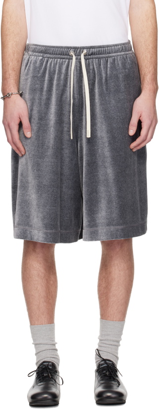 Photo: Lanvin Gray Velvet Bermuda Shorts