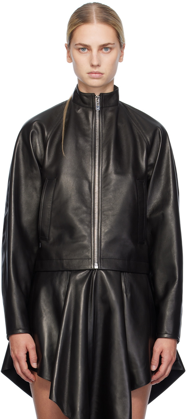 レザージャケット・コート Alaia Round Jacket In Suede black-round-leather-jacket.jpg