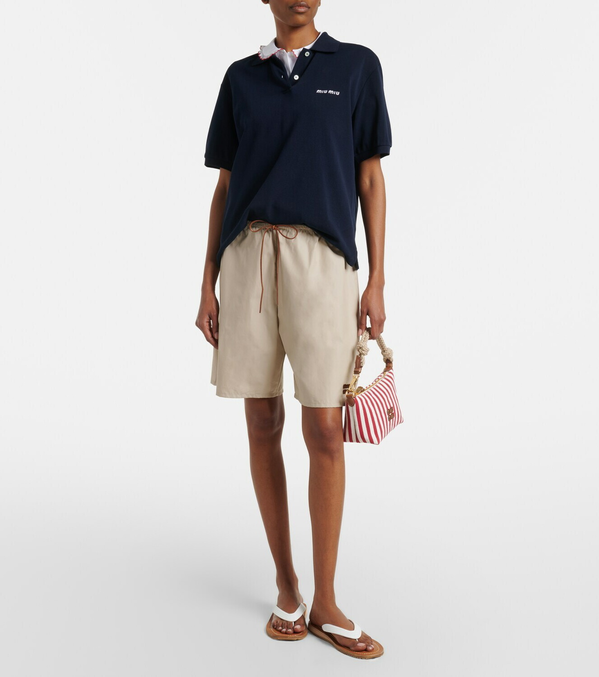 Miu Miu Striped leather-trimmed top-handle bag