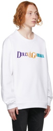 Dolce & Gabbana White & Multicolor Logo Sweatshirt