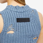 JW Anderson Women's Distressed Cropped Knit Vest in Denim Melange