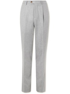 Brunello Cucinelli - Straight-Leg Pleated Wool-Blend Suit Trousers - Gray