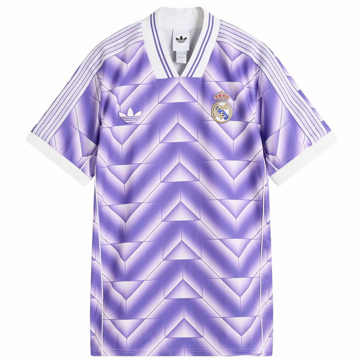 Photo: Adidas Real Madrid Lifestyler Jersey Top in Purple Rush/White
