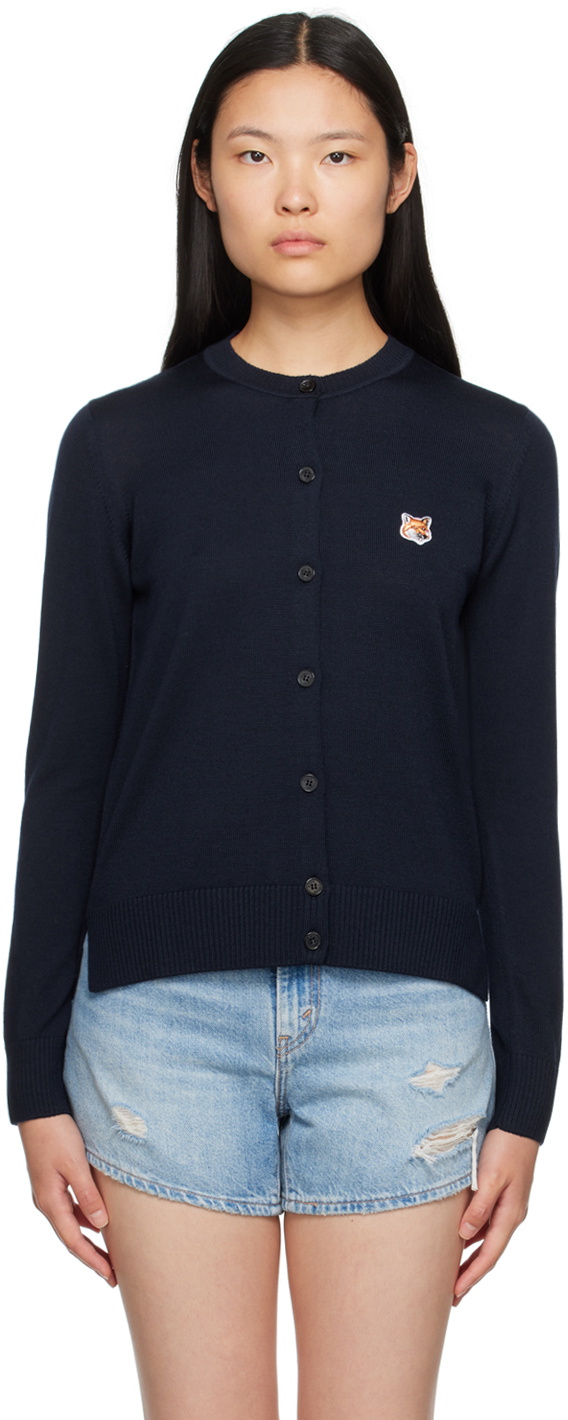 Maison Kitsuné Navy Fox Head Cardigan Maison Kitsune