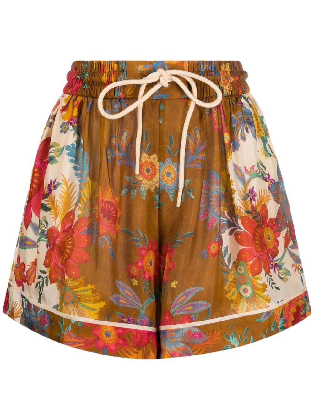 ショートパンツ ZIMMERMANN Silk blend shorts with floral print ZIMMERMANN Crush belted floral-print silk and cotton-blend