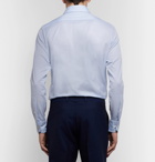 Ermenegildo Zegna - Light-Blue Slim-Fit Cutway-Collar Puppytooth Cotton-Poplin Shirt - Men - Light blue