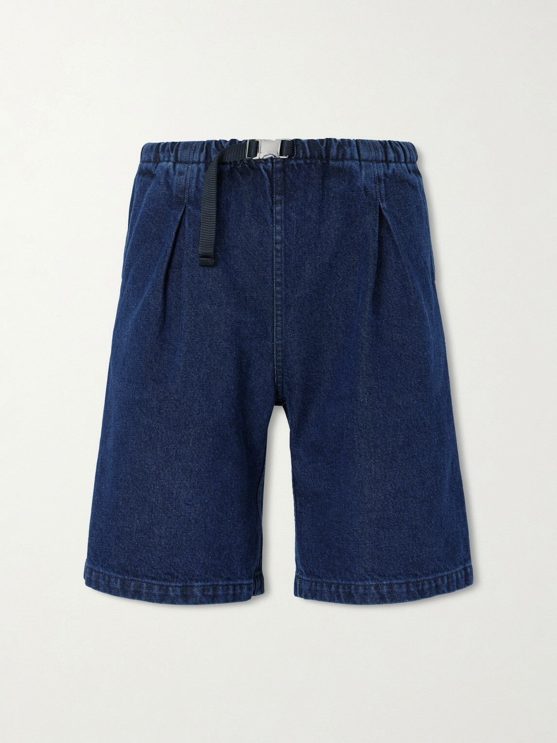 Monitaly - Wide-Leg Pleated Denim Shorts - Blue