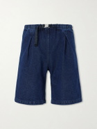 Monitaly - Wide-Leg Pleated Denim Shorts - Blue