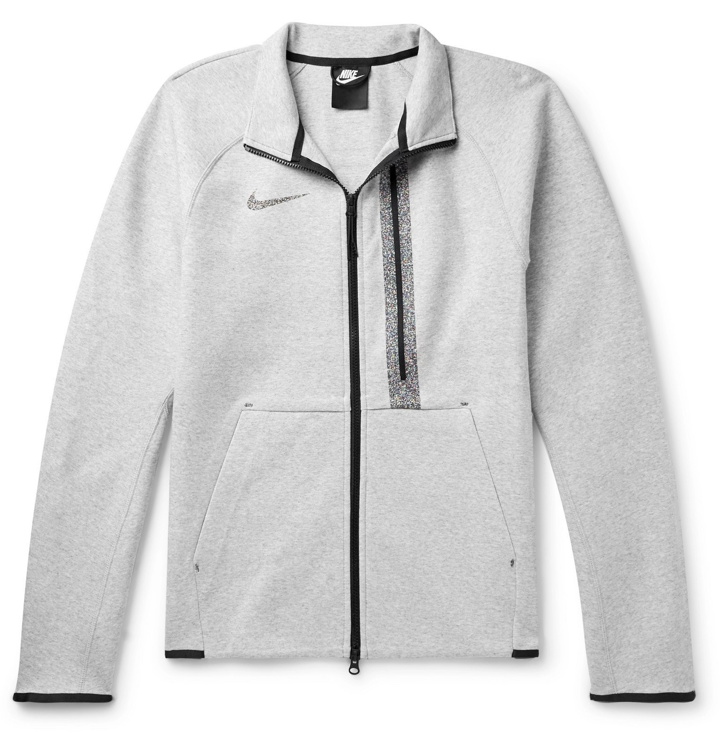 Photo: Nike - Sportswear Nike 50 Logo-Print Organic Cotton-Blend Jersey Zip-Up Sweatshirt - Gray