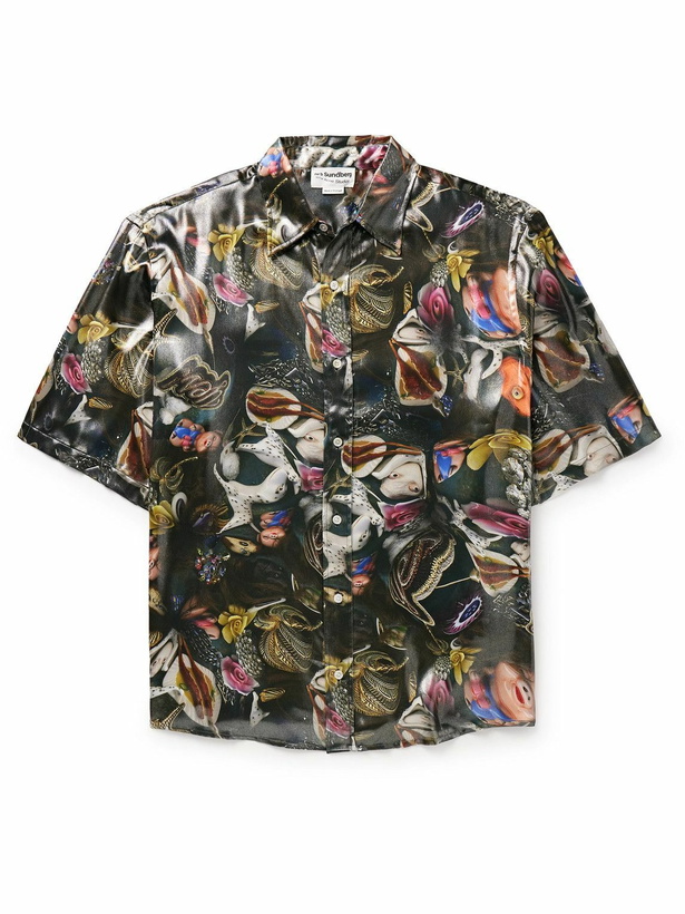 Photo: Acne Studios - Per B. Sundberg Sandrok Printed Lamé Shirt - Black