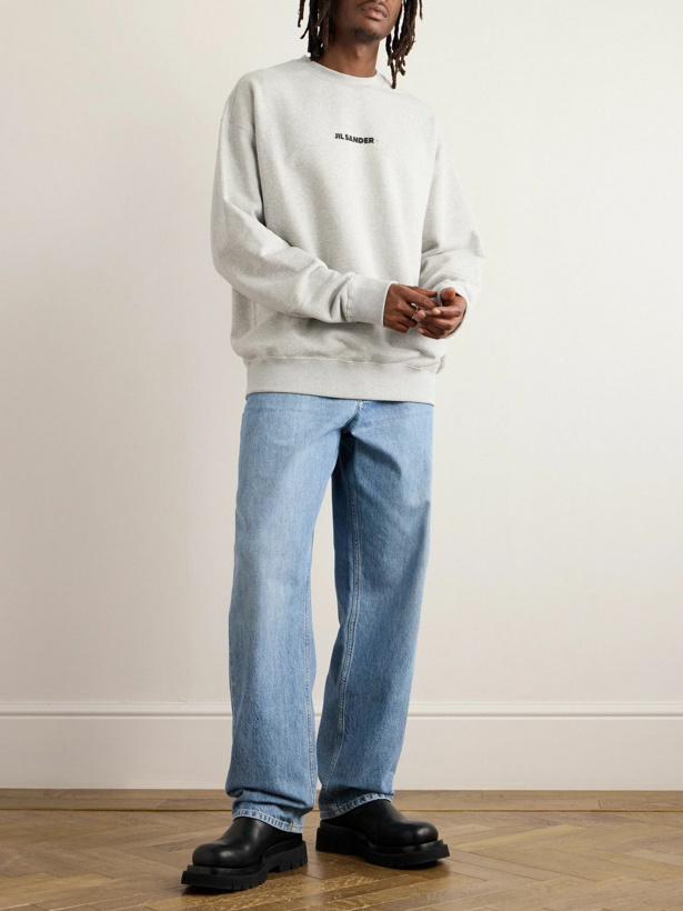 Photo: Jil Sander - Logo-Print Cotton-Jersey Sweatshirt - Gray