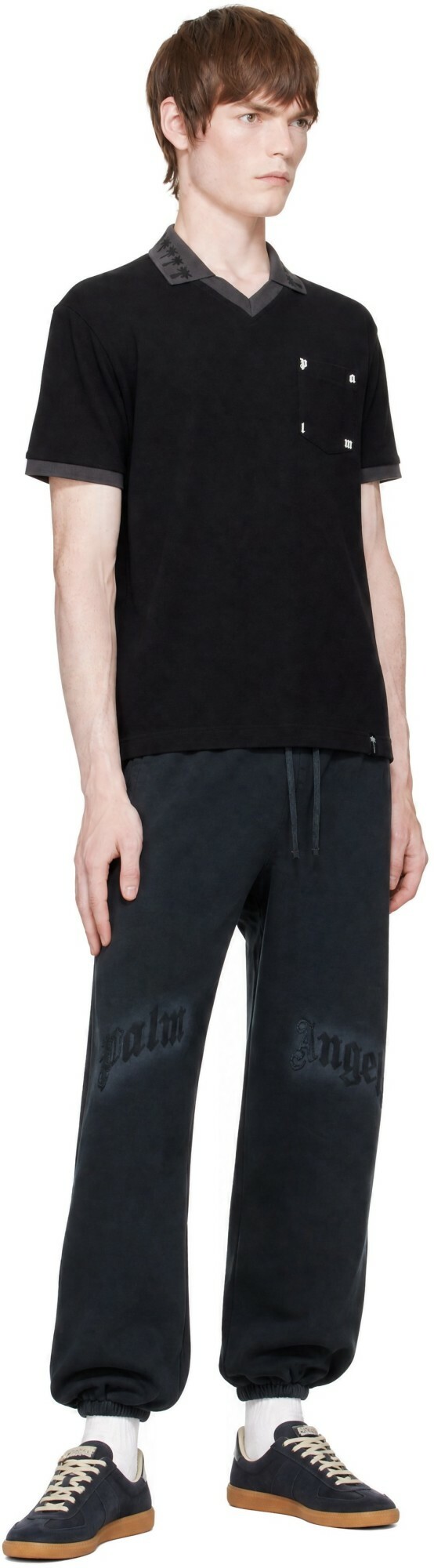 Palm Angels Black Palm Type Short Sleeve Polo