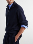 Mr P. - Cotton-Blend Double-Faced Jersey Half-Zip Sweatshirt - Blue