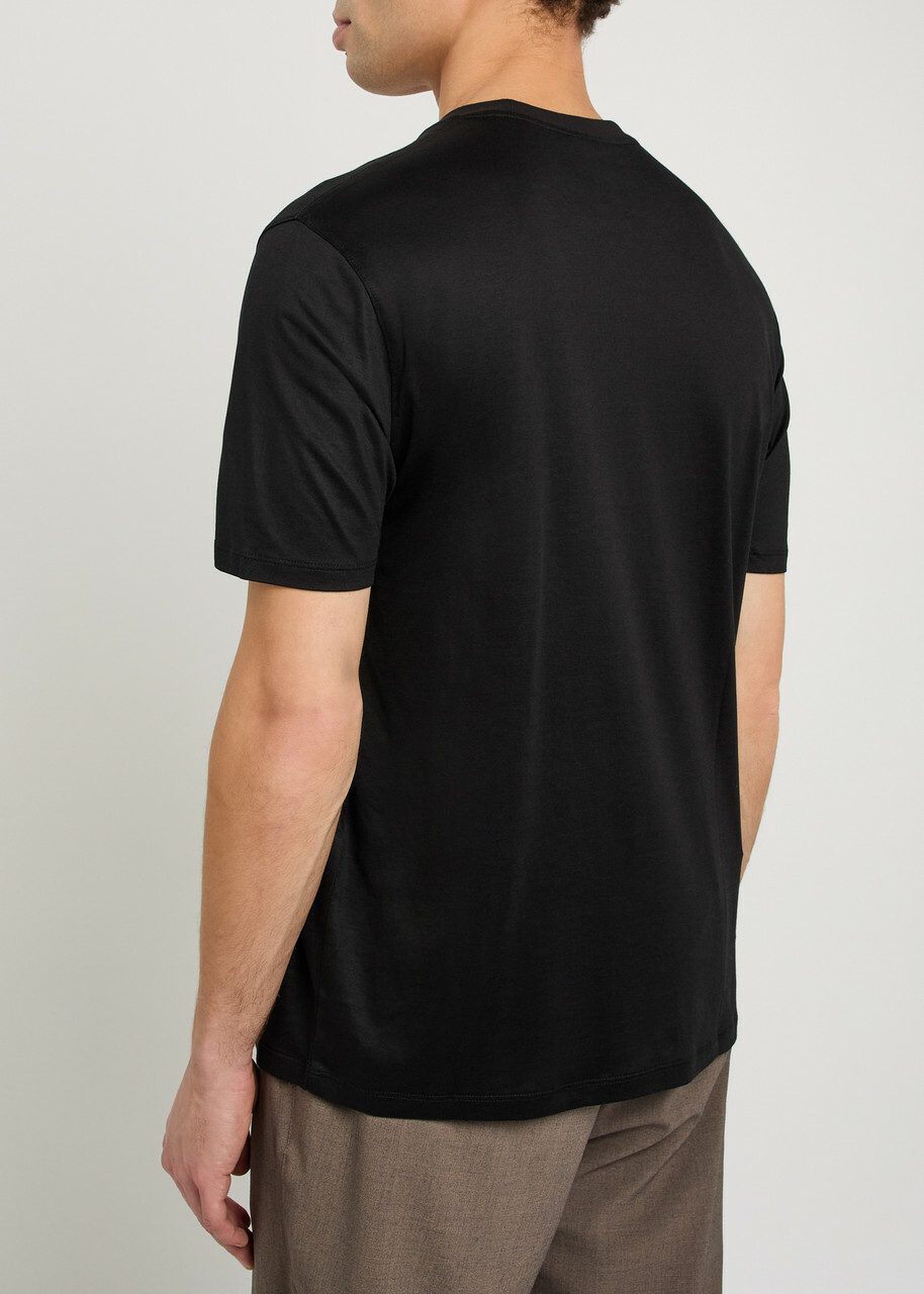 Emporio Armani Logo-embroidered Jersey T-shirt Black