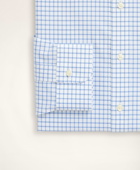 Brooks Brothers Men's Stretch Regent Regular-Fit Dress Shirt, Non-Iron Poplin Ainsley Collar Check | Blue