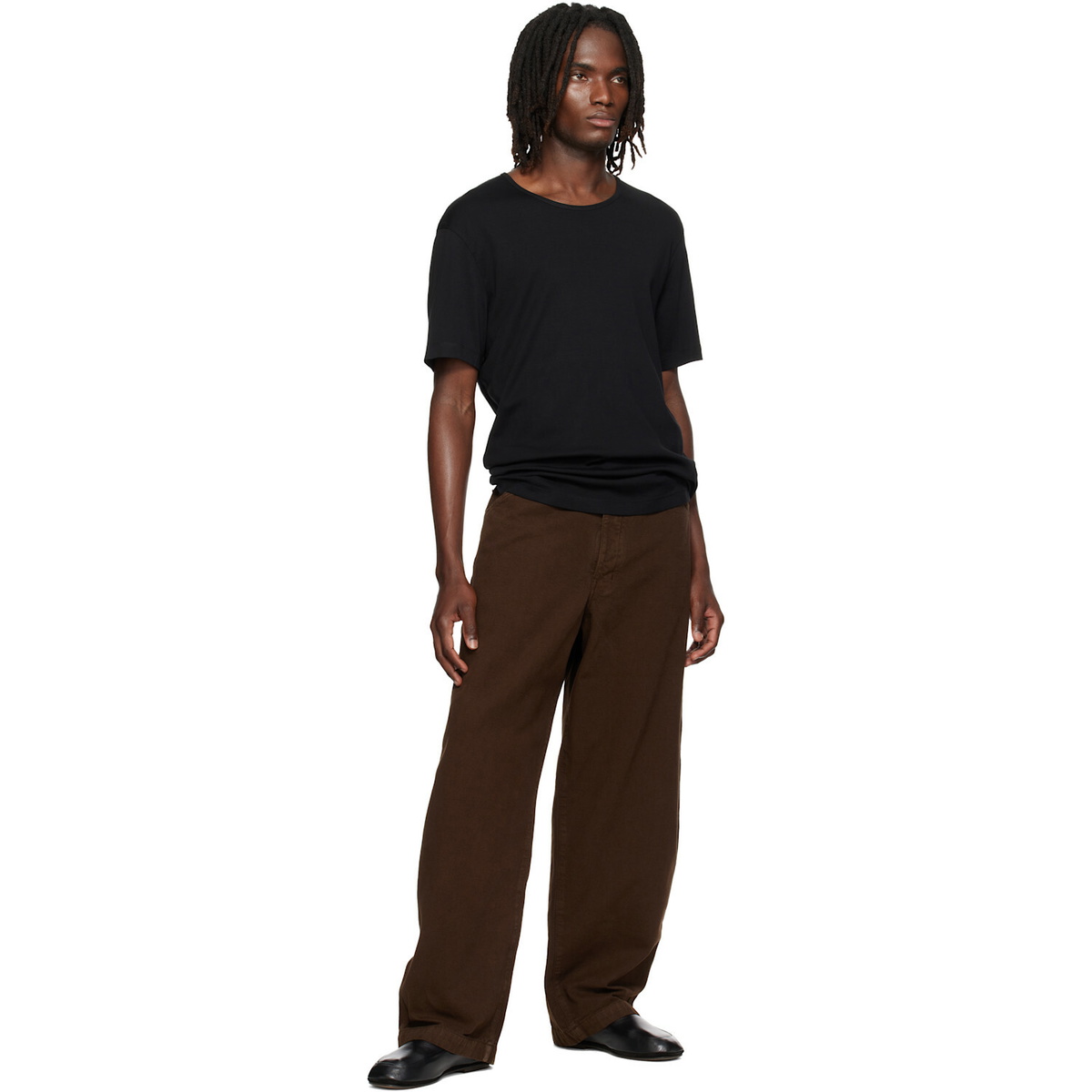 LEMAIRE Black Scoop-Neck T-shirt
