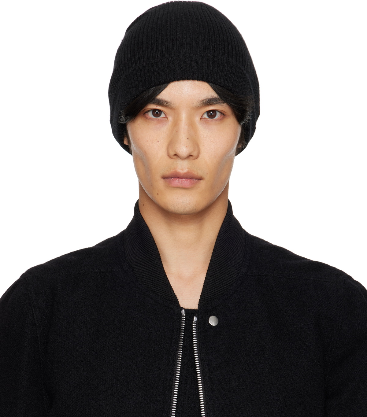 Rick Owens Black Concordians Ribbed Beanie