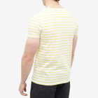 Armor-Lux Men's 53842 Stripe T-Shirt in Milk/Neon Yellow