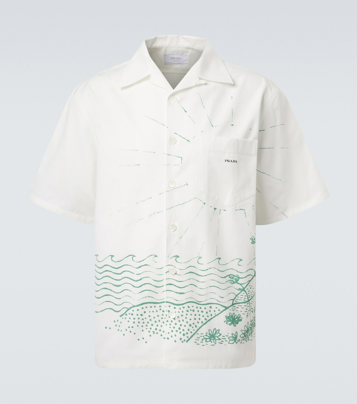 Prada Printed cotton bowling shirt