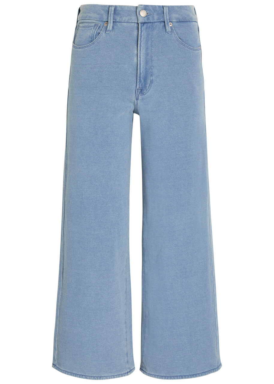 Good American Jeanius Cropped Wide-leg Trousers Light Blue