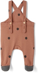 Organic Zoo Baby Pink Dots Contrast Feet Overalls