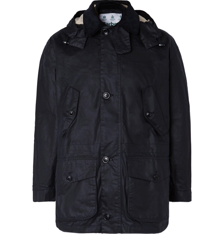 Photo: Barbour - Endurance Hooded Corduroy-Trimmed Waxed-Cotton Jacket - Blue
