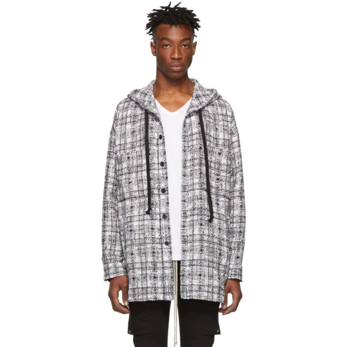 Photo: Faith Connexion SSENSE Exclusive Black and White Tweed Hooded Shirt