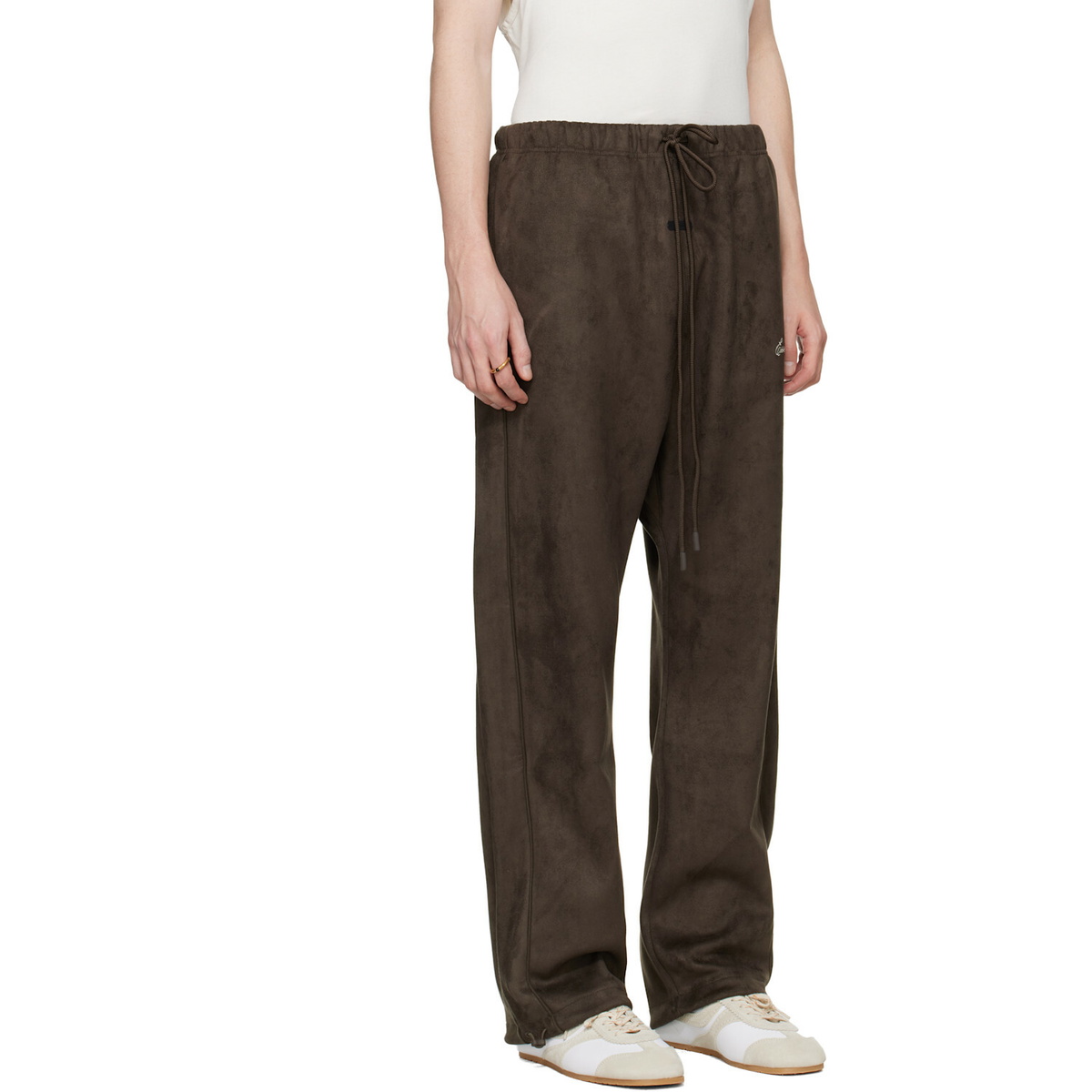 Fear of God ESSENTIALS Brown Signature Relaxed Faux-Suede Track Pants