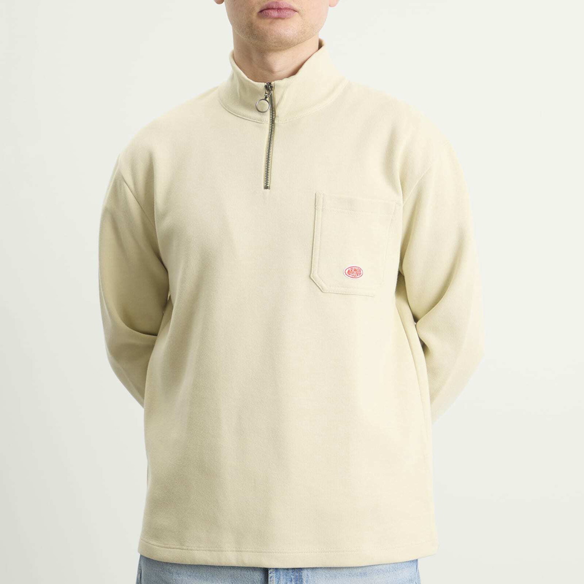 Armor-Lux Men's Quarter Zip Sweatshirt in Gravel
