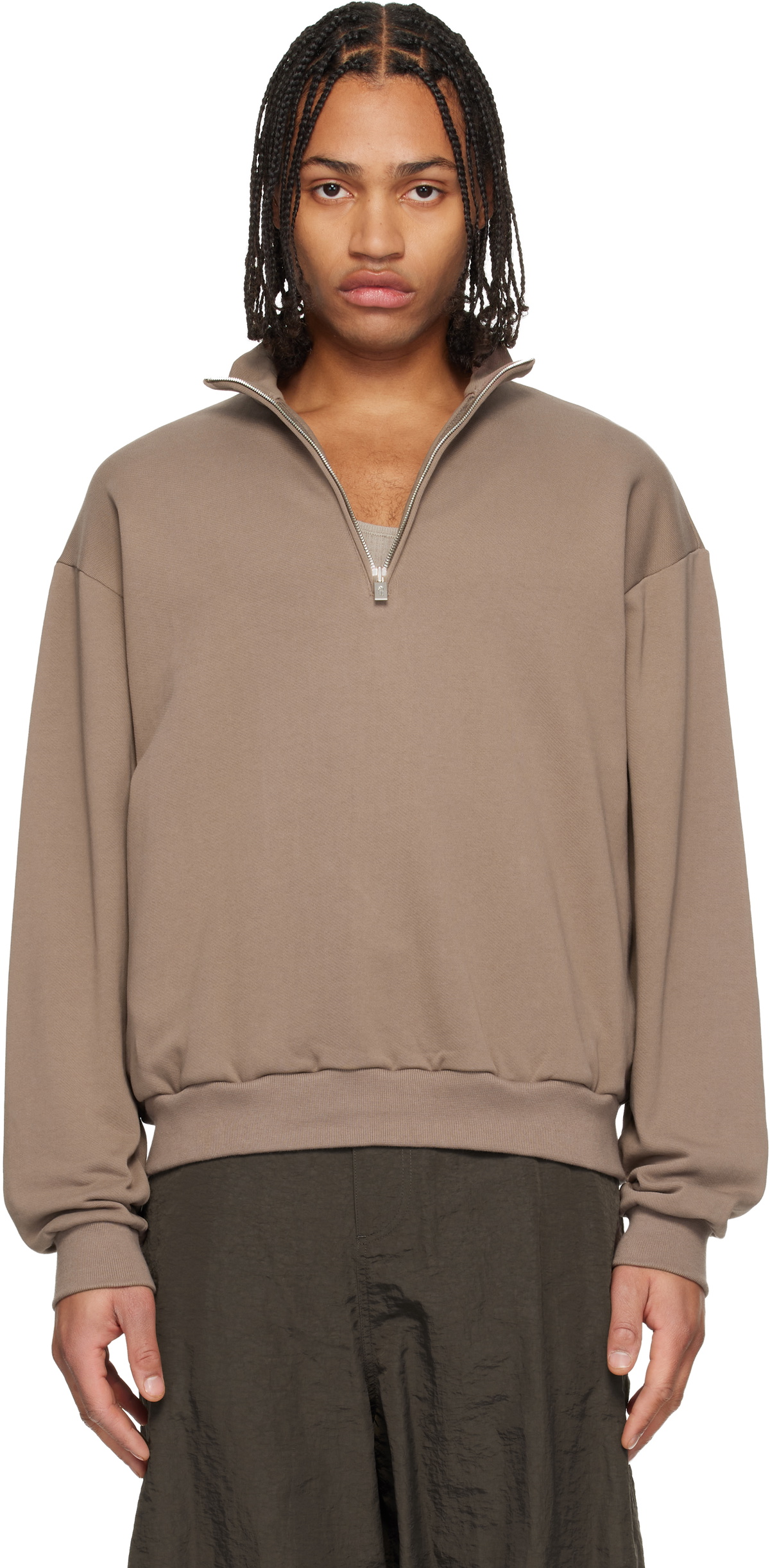 LE17SEPTEMBRE Brown Half-Zip Sweatshirt