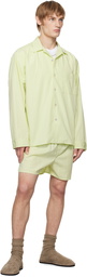 Tekla SSENSE Exclusive Green AURALEE Edition Boxer Pyjama Shorts