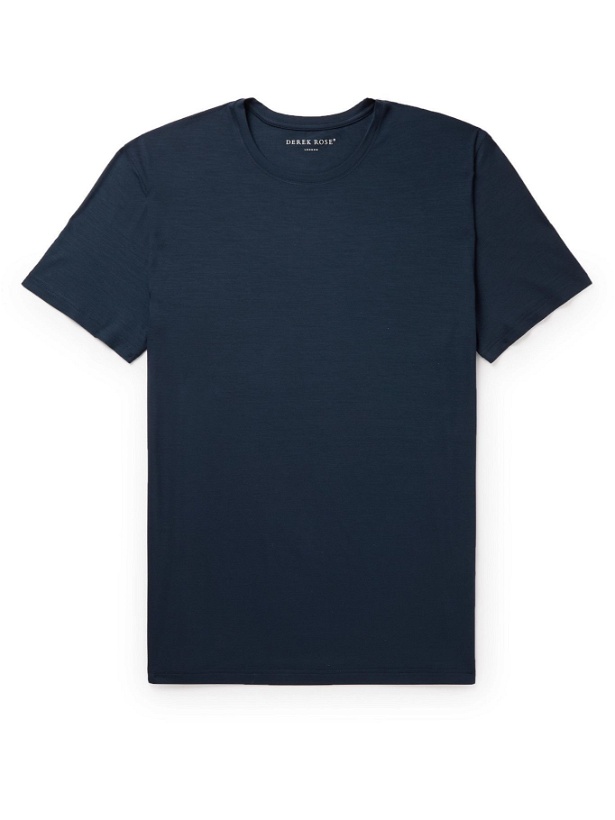 Photo: DEREK ROSE - Basel Stretch Micro Modal Jersey T-Shirt - Blue