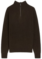 Tods Ribbed Half-zip Silk and Cotton-blend Jumper Brown