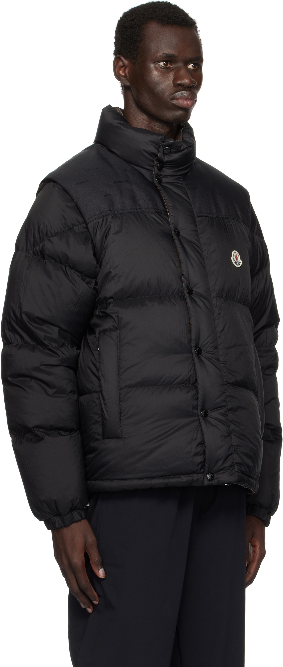 Moncler Brown & Black Verone Short Reversible Down Jacket Moncler