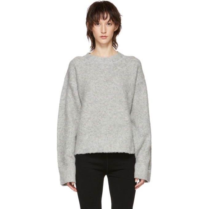 Alexander Wang T Cropped Twist-front Jersey Top, Heather Gray In