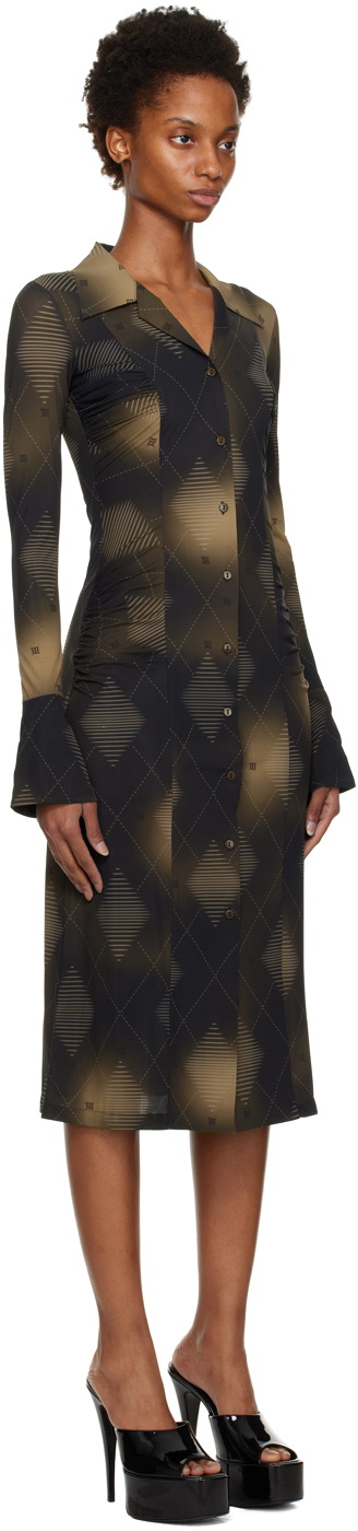 MISBHV Brown Argyle Shirt Midi Dress